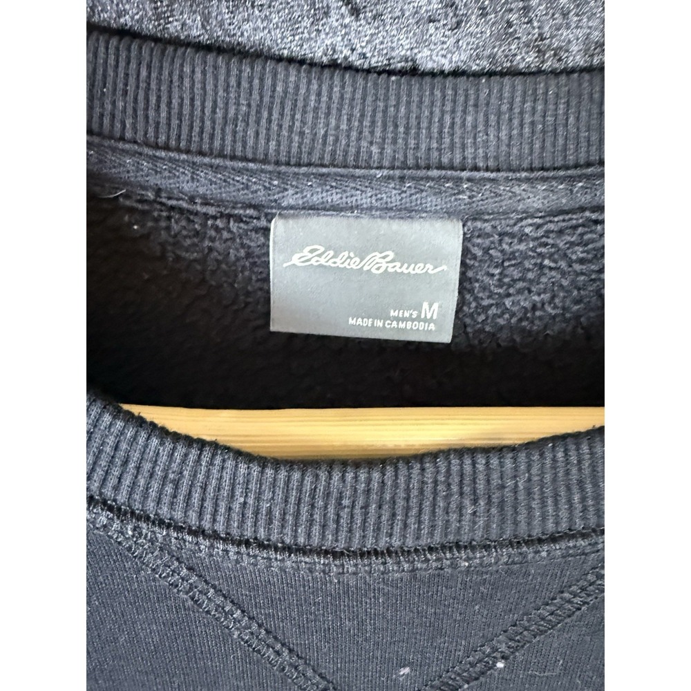 Eddie Bauer Sweater Mens M Black Pullover Cotton Crewneck Casual Comfort‎ - Picture 2 of 5